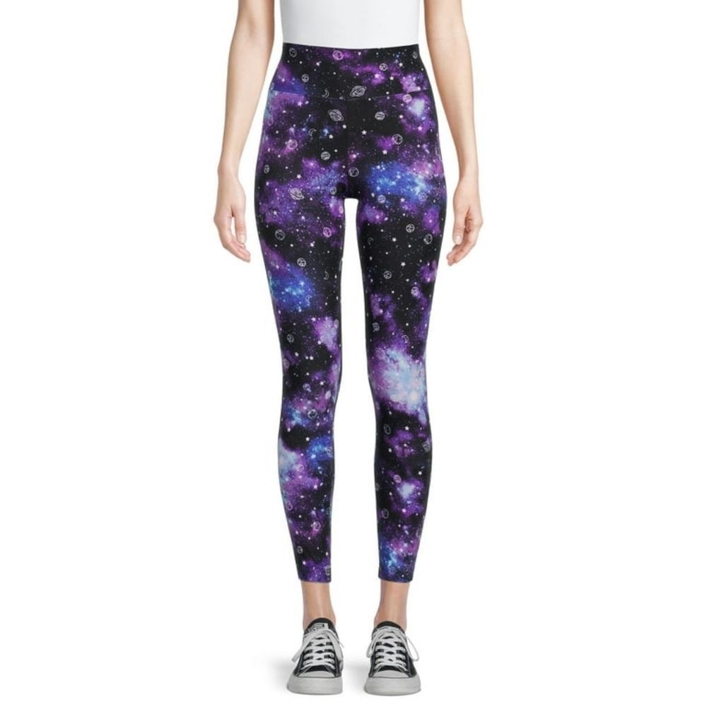No Boundaries Galaxy Moon Stars Leggings, Size M